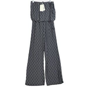 NWT 5th & Love Womens Black & White Print Sleeveless Jumpsuit L
